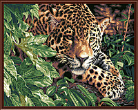 Картины-раскраски по номерам, "Леопард в кустах 40х50"