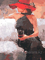 Картины по номерам - Алматы, "Дама с бокалом вина"