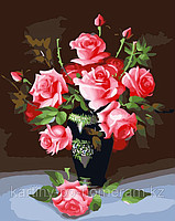 Картины по номерам - Алматы, "Розы в вазе"