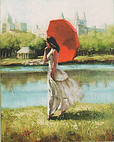 Набор для вышивания бисером "Под красным зонтиком" арт.632, 23х29 см
