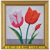 Картина стразами - Алматы, "Красные тюльпаны" 40х40 см