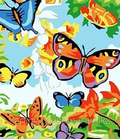 Картины по номерам - Алматы, "Разноцветные бабочки"