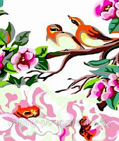 Картины по номерам - Алматы, "Птицы в розовых цветах"