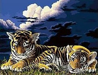 Картины по номерам - Алматы, "Тигрята"