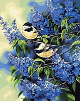 Картины по цифрам (по номерам) "Птицы в синих цветах"