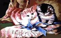 Картины по номерам - Алматы, "Котята с ленточкой"