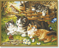 Картины раскраски по цифрам (по номерам) "Кошечки"